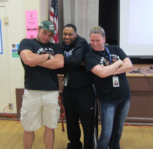 Gina Magagnini and the awesome Boys and Girls Club staff.  Ms. Magagnini and BGC gave every student at Baker a $10.00 gift card to use at Big 5 Sporting Goods.  Thanks, BGC!